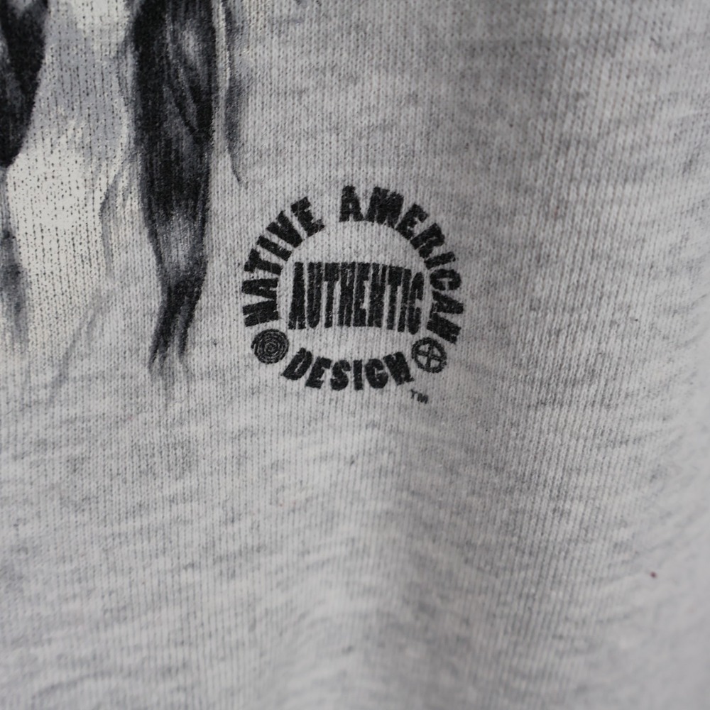 Vintage 1994 Native American Menchengo Artist Sweatshirt Gray Large‎ 23x28 - Picture 3 of 13